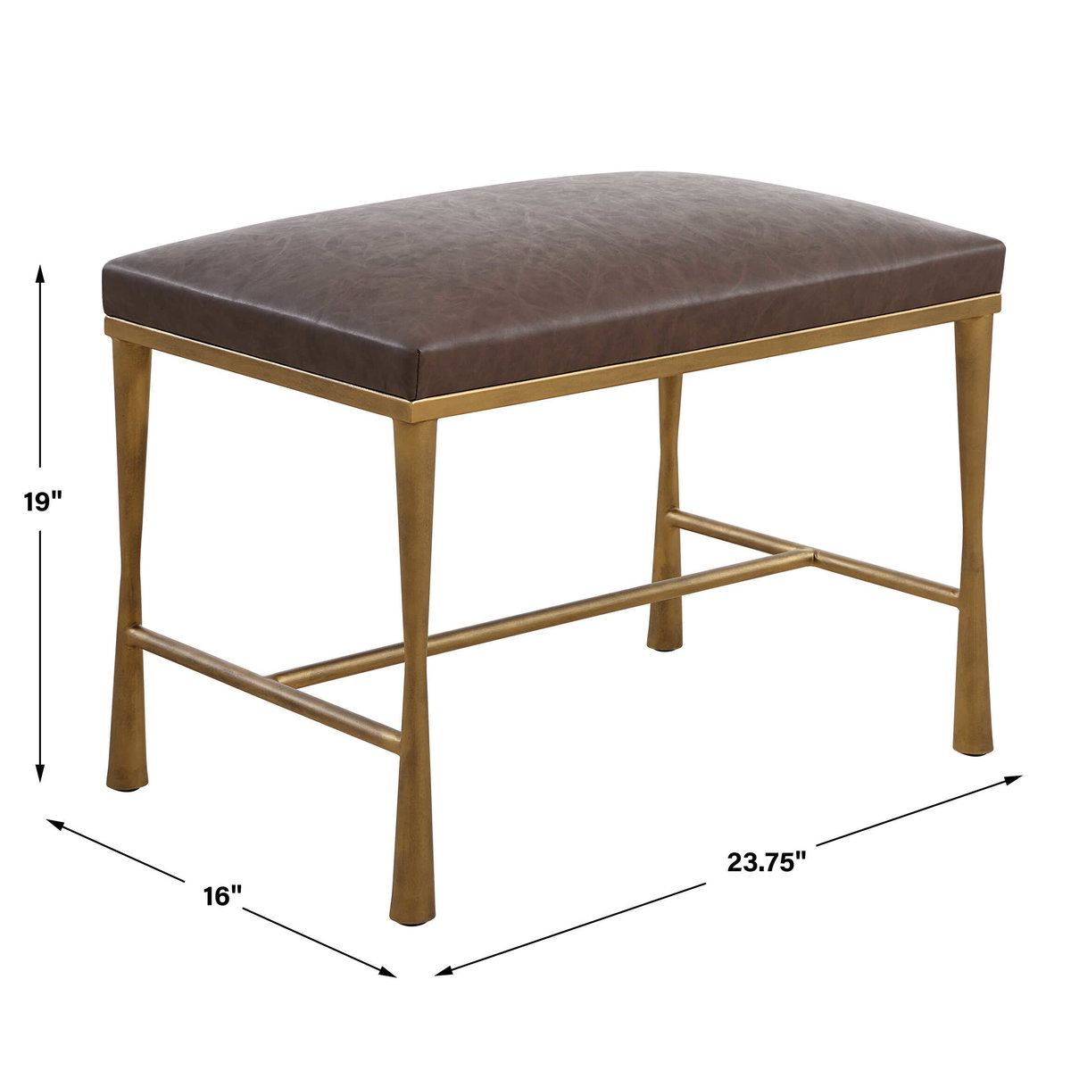 Reform Gold Small Bench, Benche by Uttermost, 23.75" width x 19" height x 16" depth View 3