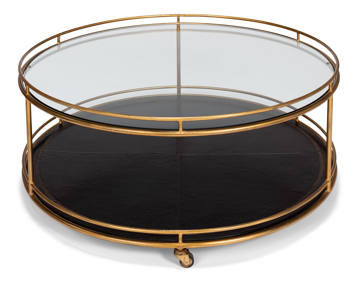 Trolley Round Cocktail Table, by Sarreid, 3'6" length x 3'6" width x 1'5" height View 10