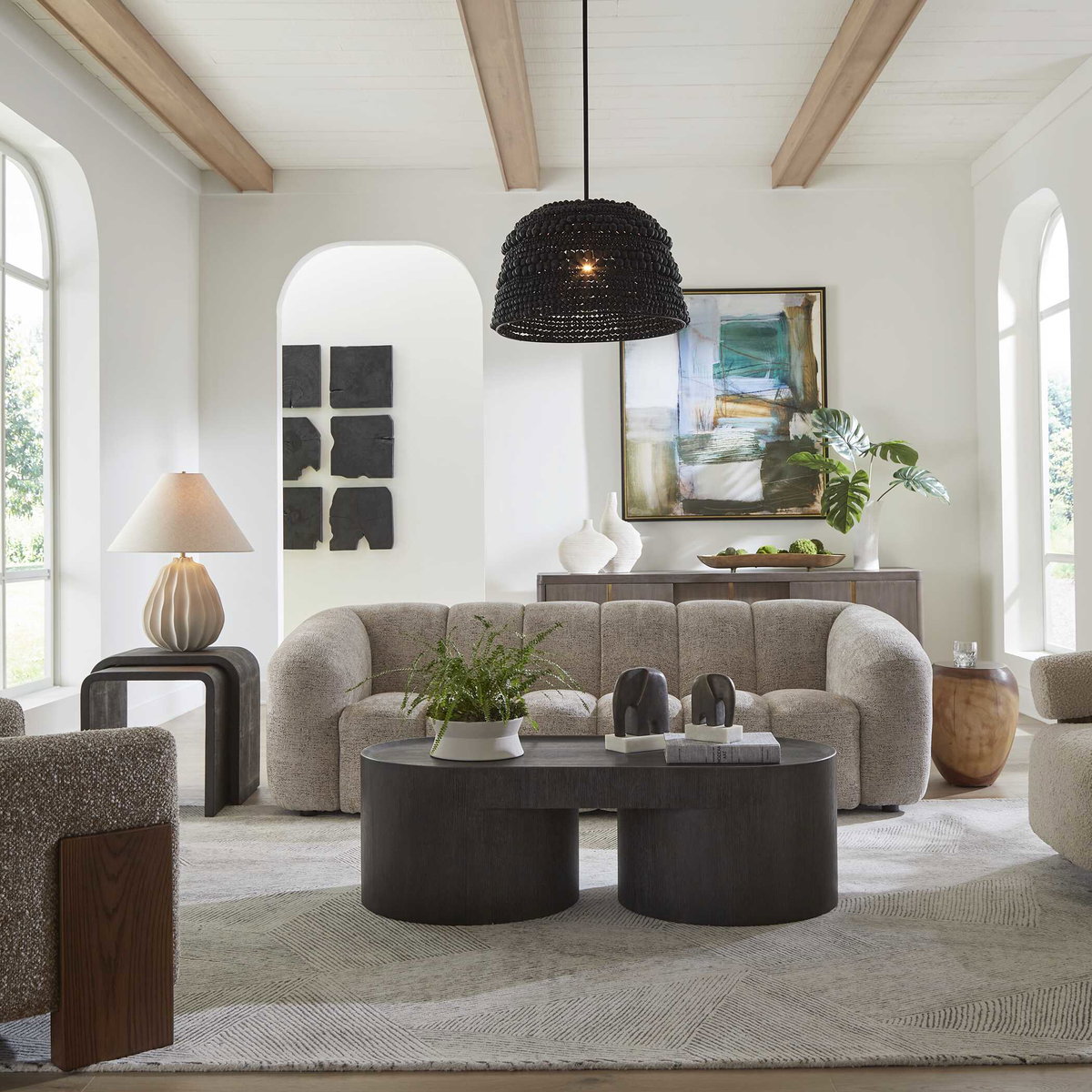Modella Upholstered Chenille Sofa, Sofas & Sectional by Uttermost, 92.5" width x 28.7" height x 41.4" depth View 2