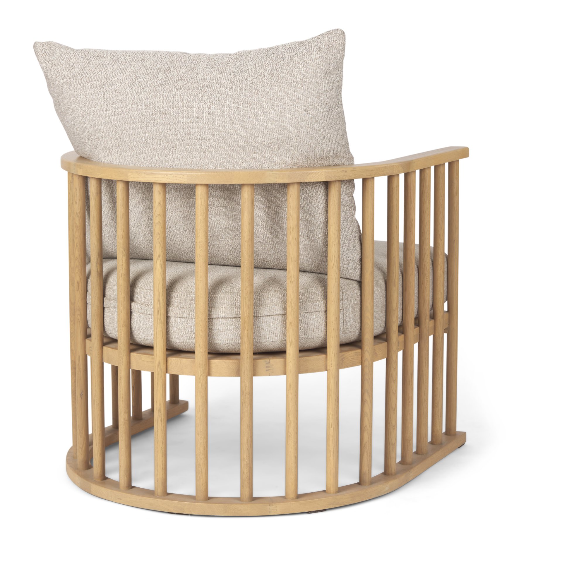 Kopari Beige Fabric with Light Brown Wood Accent Chair, by Mercana, 30.12" length x 30.51" width x 37.2" height View 6