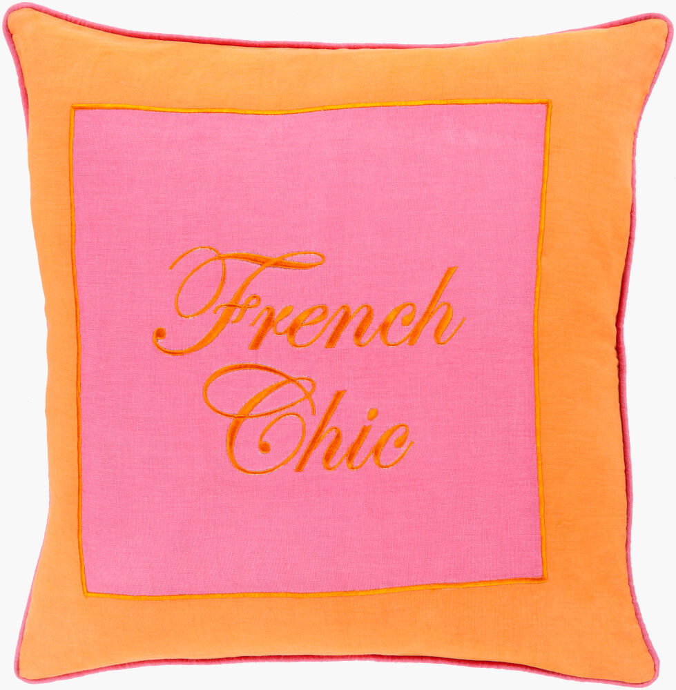 French Chic Accent Pillow Poly, Decorative Pillow by Surya, 22" length x 22" width