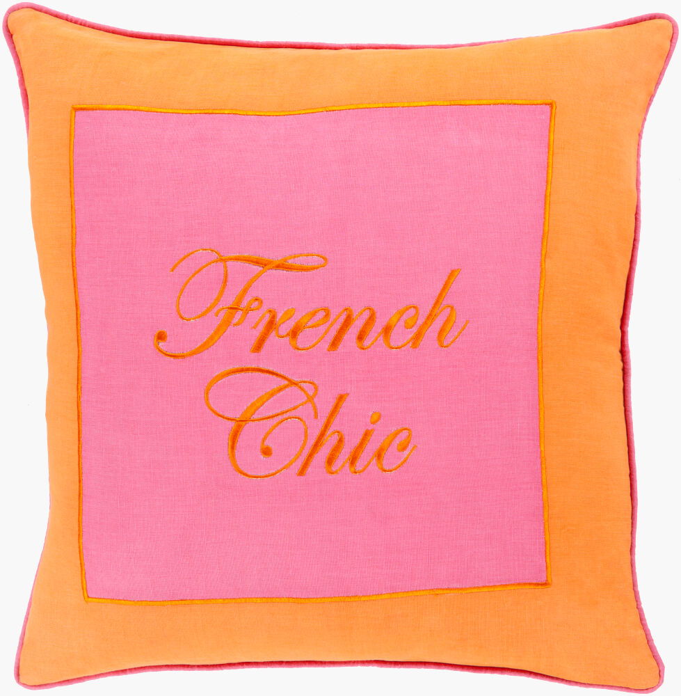 French Chic Accent Pillow Poly, Decorative Pillow by Surya, 22" length x 22" width