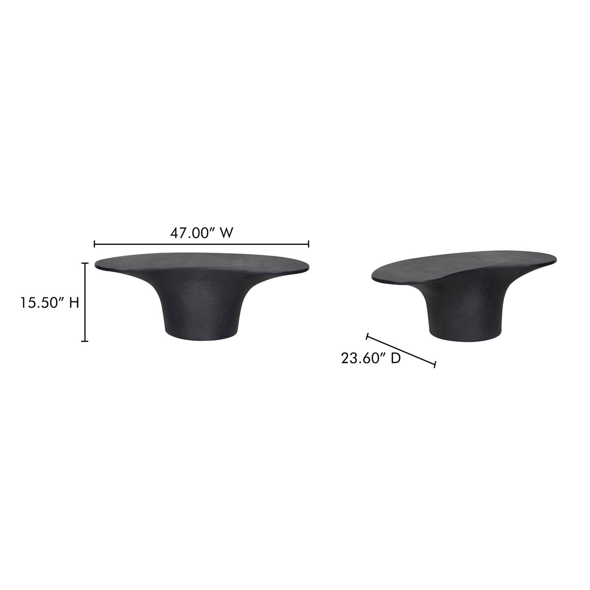 Yumi Outdoor Coffee Table Black, by Moe's Home, 47" width x 15.5" height x 23.6" depth View 10