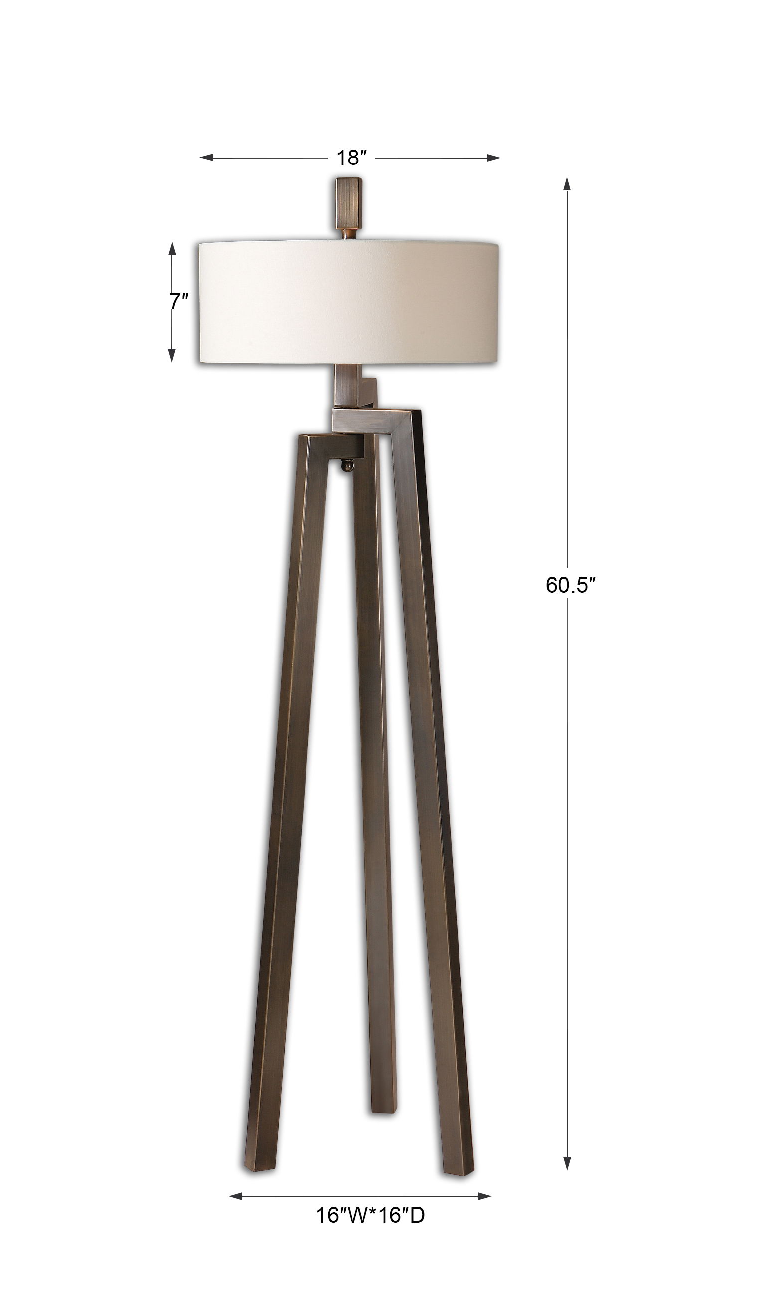Mondovi Modern Floor Lamp, by Uttermost, 18" width x 60.5" height x 18" depth View 3