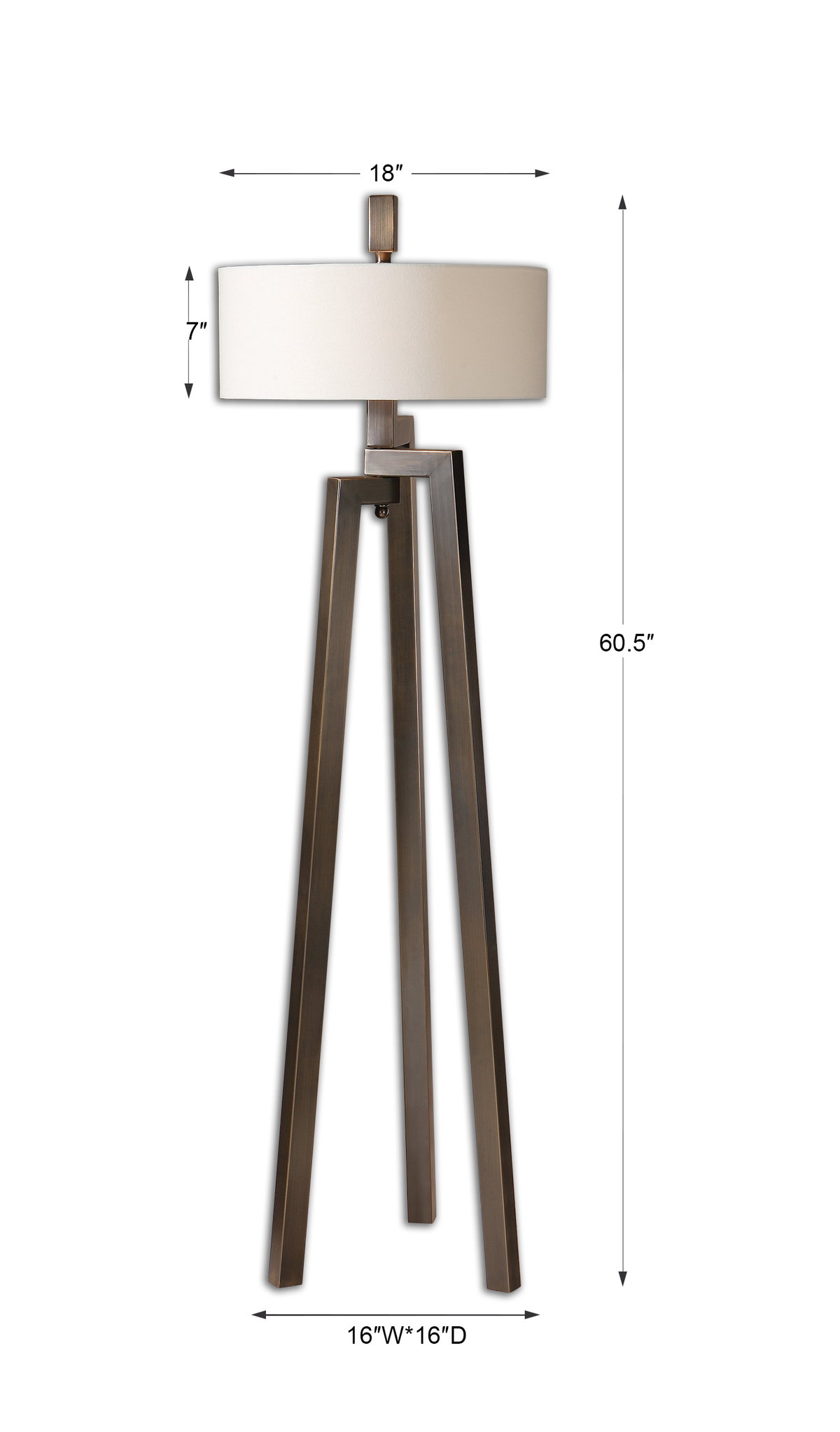 Mondovi Modern Floor Lamp, by Uttermost, 18" width x 60.5" height x 18" depth View 3