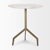 Serre Marble Top 3 Prong Gold Metal Base End Table thumbnail 3