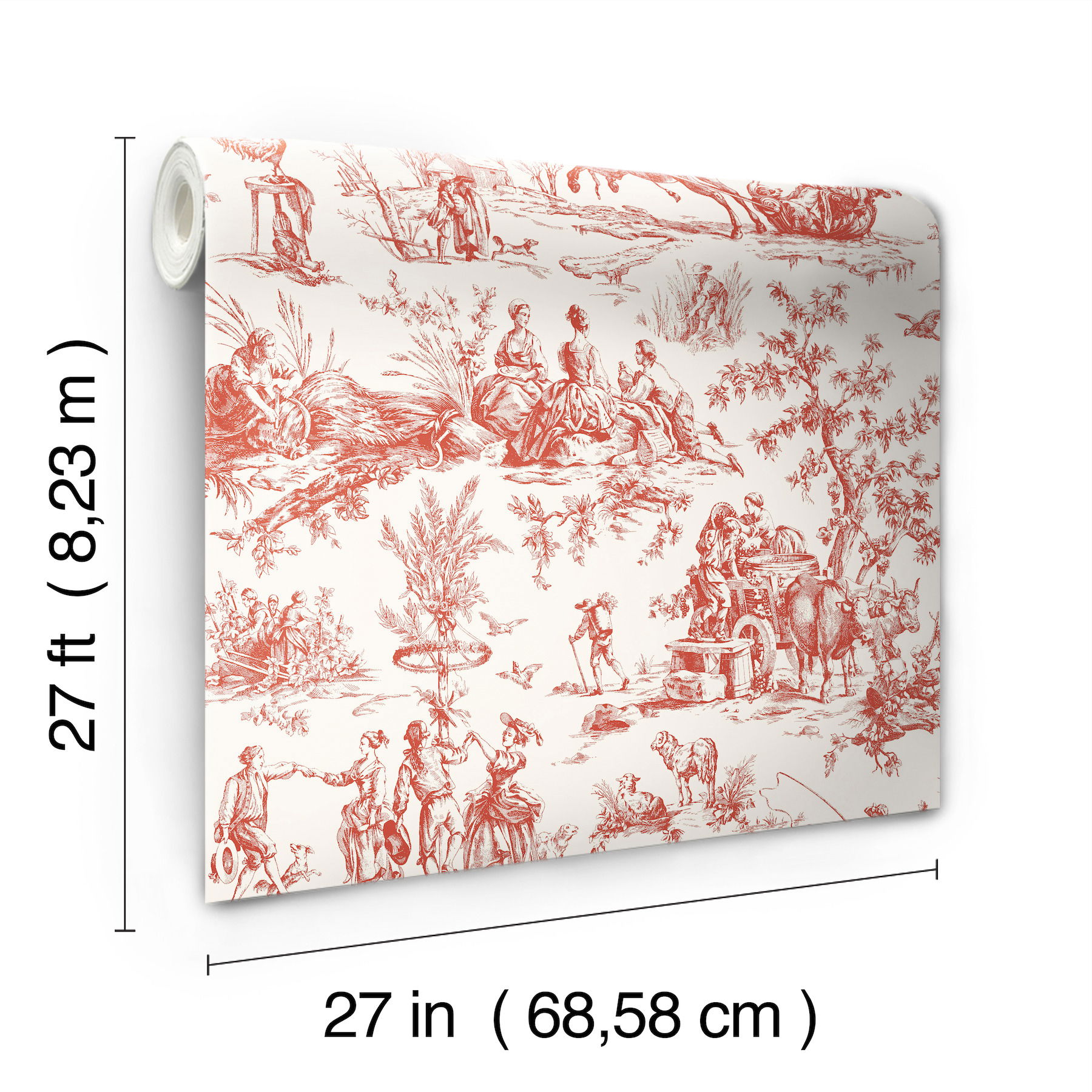 Seasons Toile Scarlet Wallpaper large image 