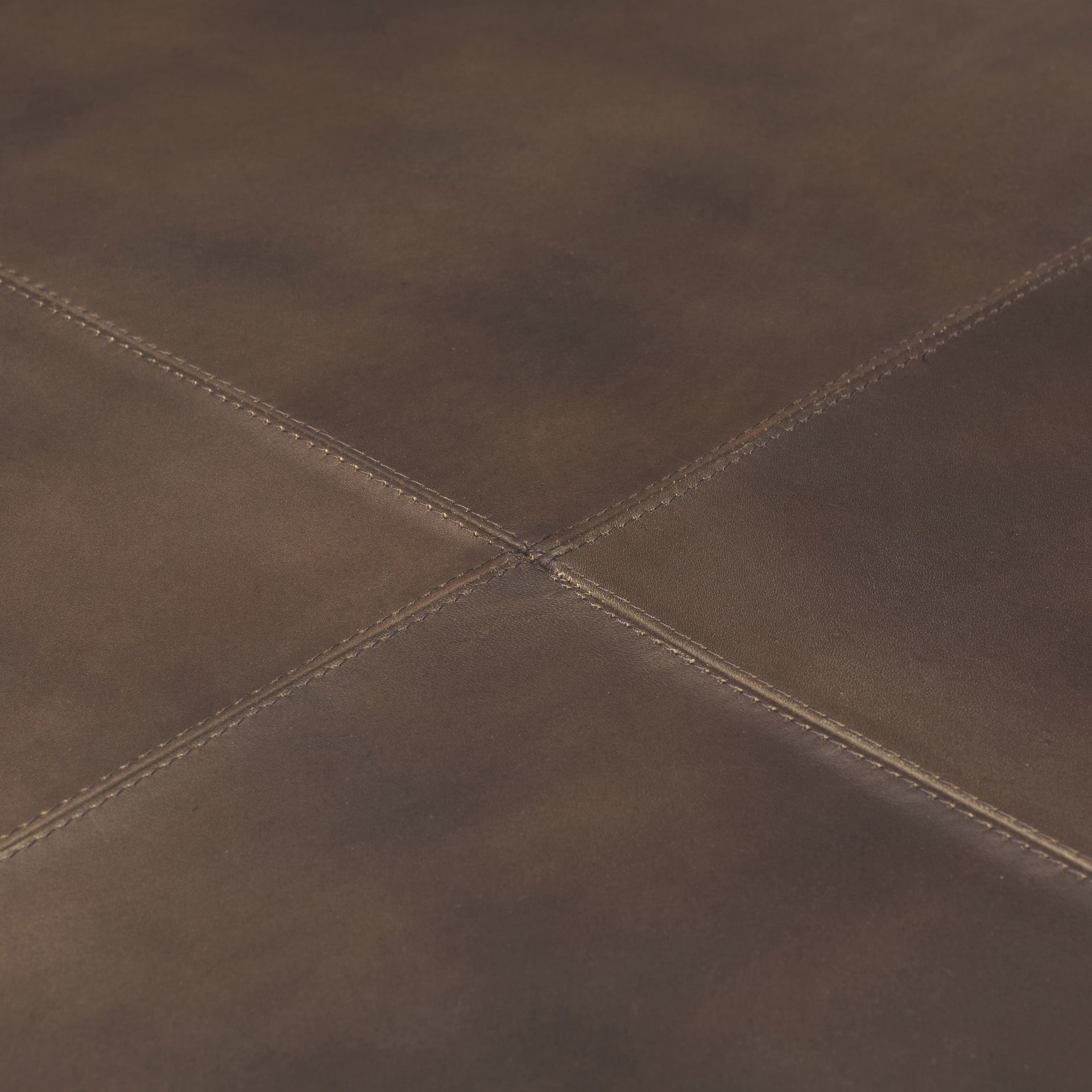 Minara 36' Square Brown Leather Wrapped with Wood Base Ottoman large image 