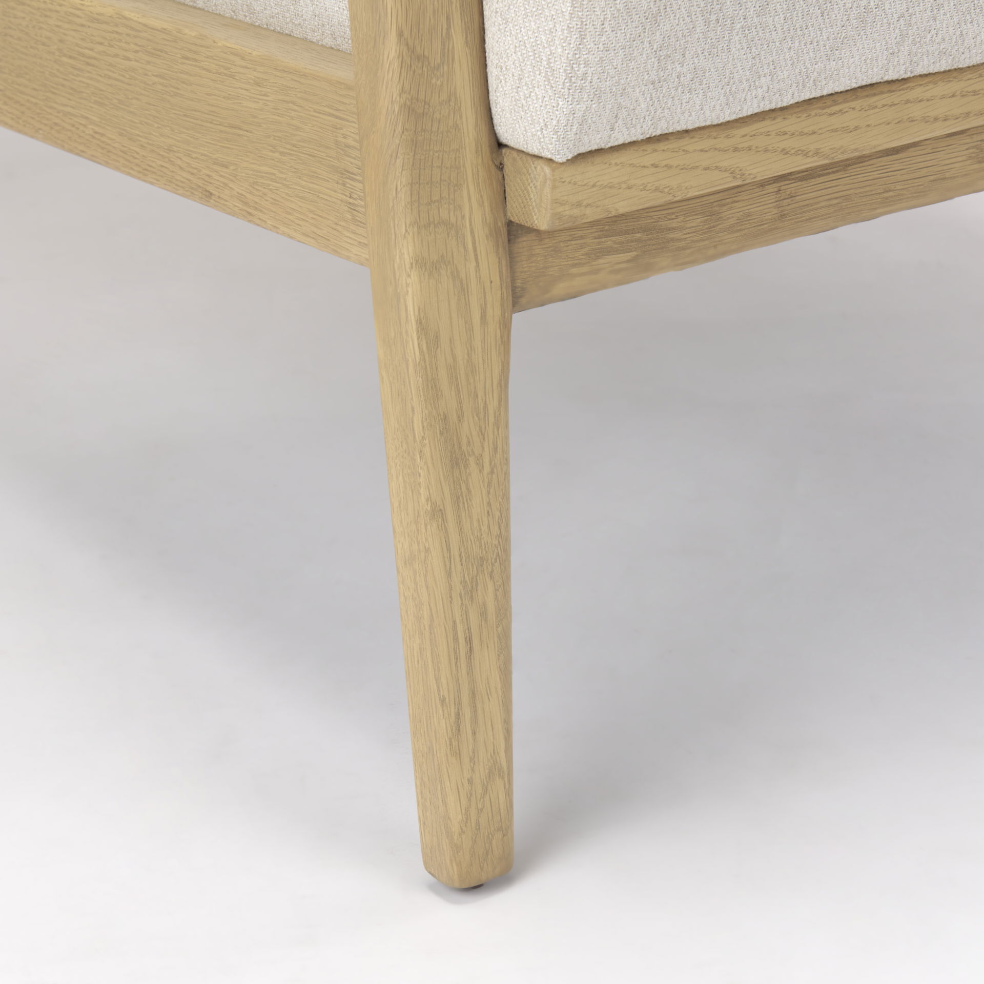 Raeleigh  Cream Fabric with Light Brown Wood Accent Chair, by Mercana, 27.95" length x 34.06" width x 34.45" height View 11