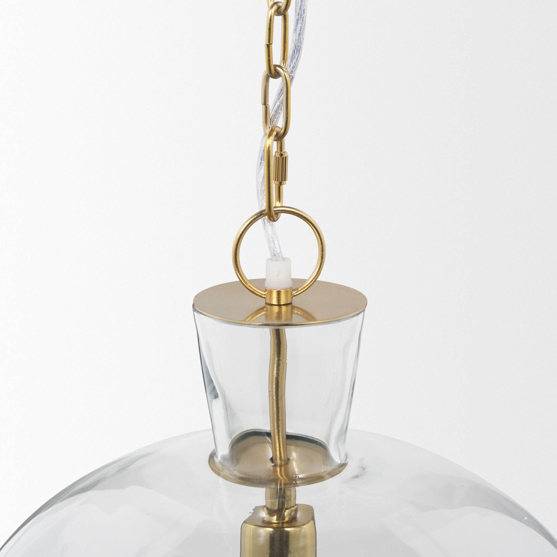 Sadah Large Clear Blown Glass with Gold Metal Pendant Light large image 