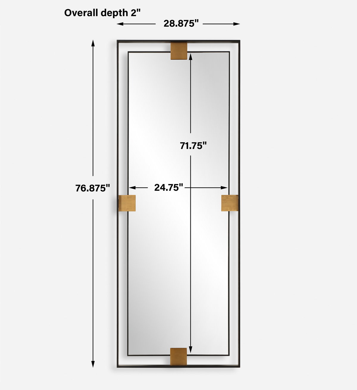 Cornerstone Oversized Mirror, by Uttermost, 2'4.87" width x 6'4.87" height x 2" depth View 3