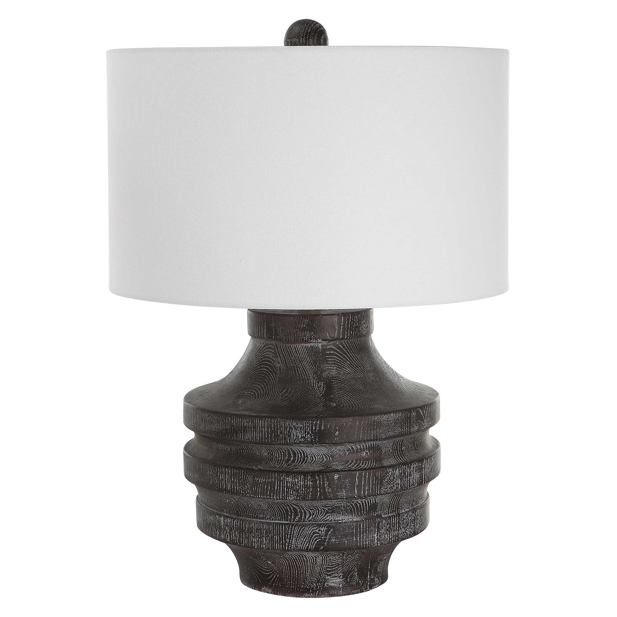 Timber Carved Wood Table Lamp large image 