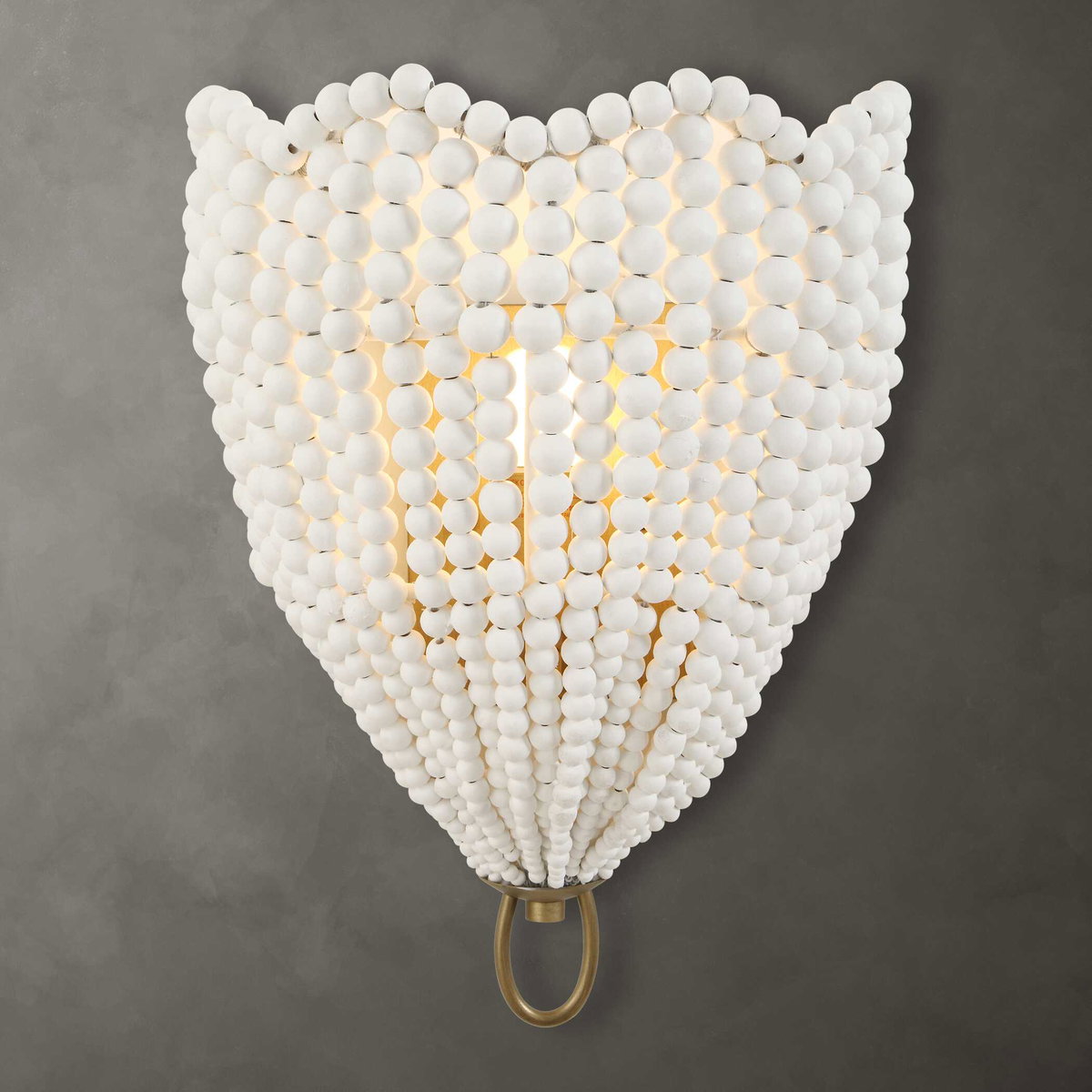 Biddeford 1 Light White Beaded Sconce, by Uttermost, 10" width x 14" height x 6" depth View 2