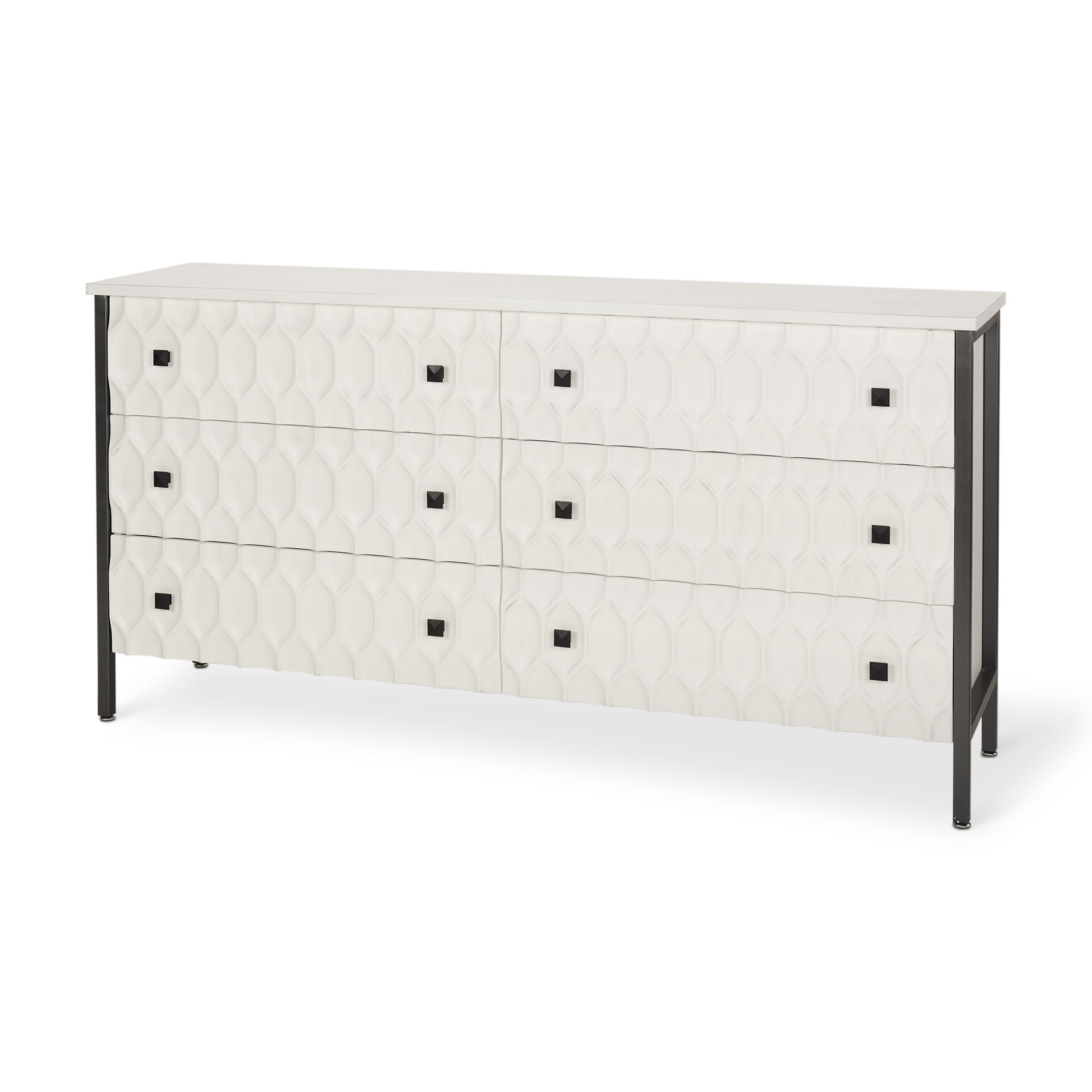 Savannah White Fir Veneer with Gray Metal 6-Drawer Sideboard large image 