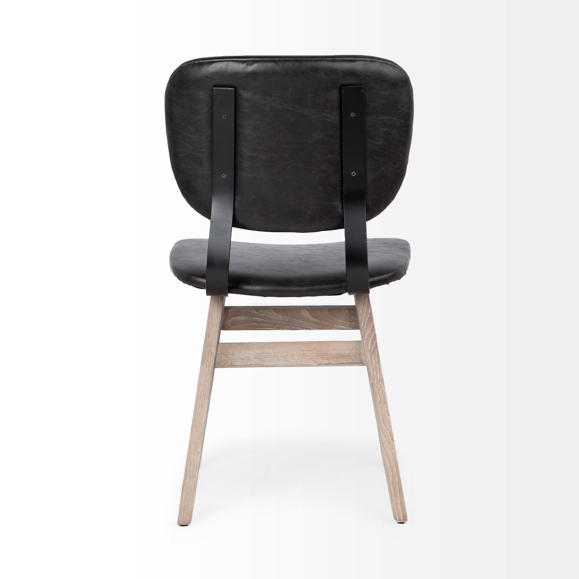 Haden I Black Faux-Leather Wrap Brown Solid Wood and Iron Base Dining Chair large image 