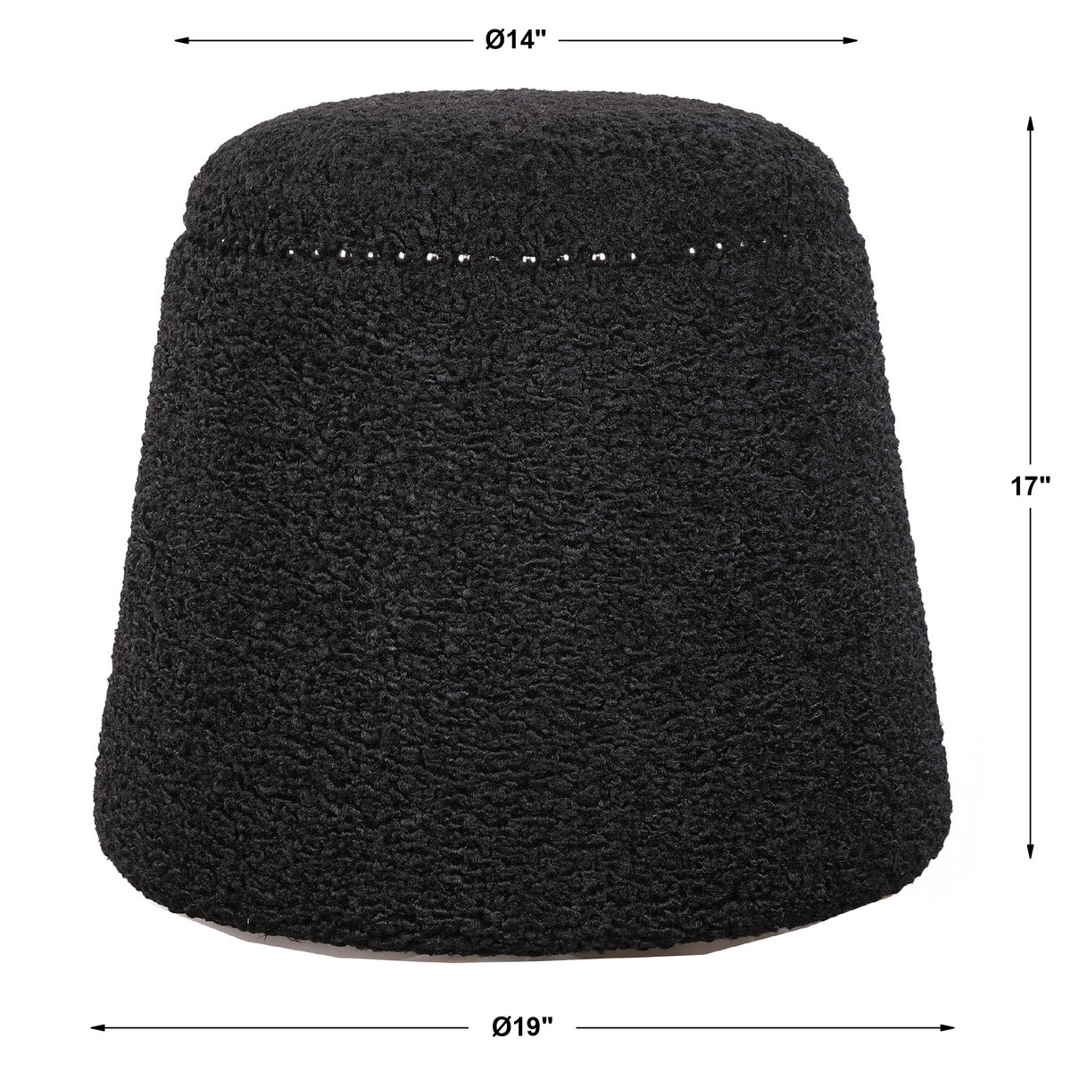 Gumdrop Black Ottoman, by Uttermost, 18" width x 17" height x 18" depth View 3