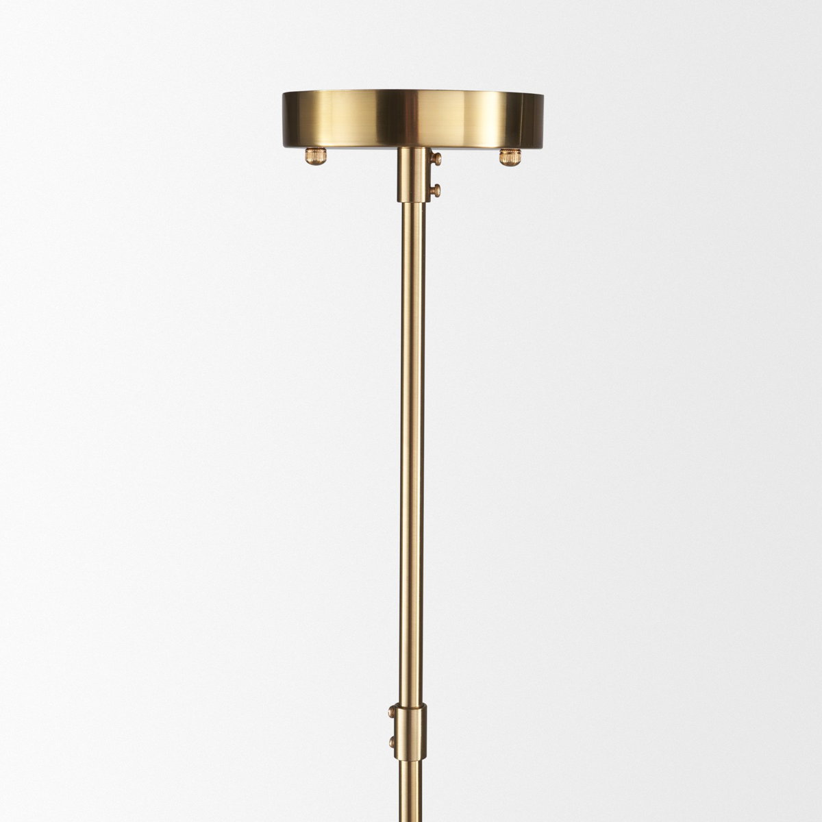 Elsa (26'x14') Clear Glass and Gold Metal Frame Six Bulb Chandelier, by Mercana, 26" length x 26" width x 14" height View 4