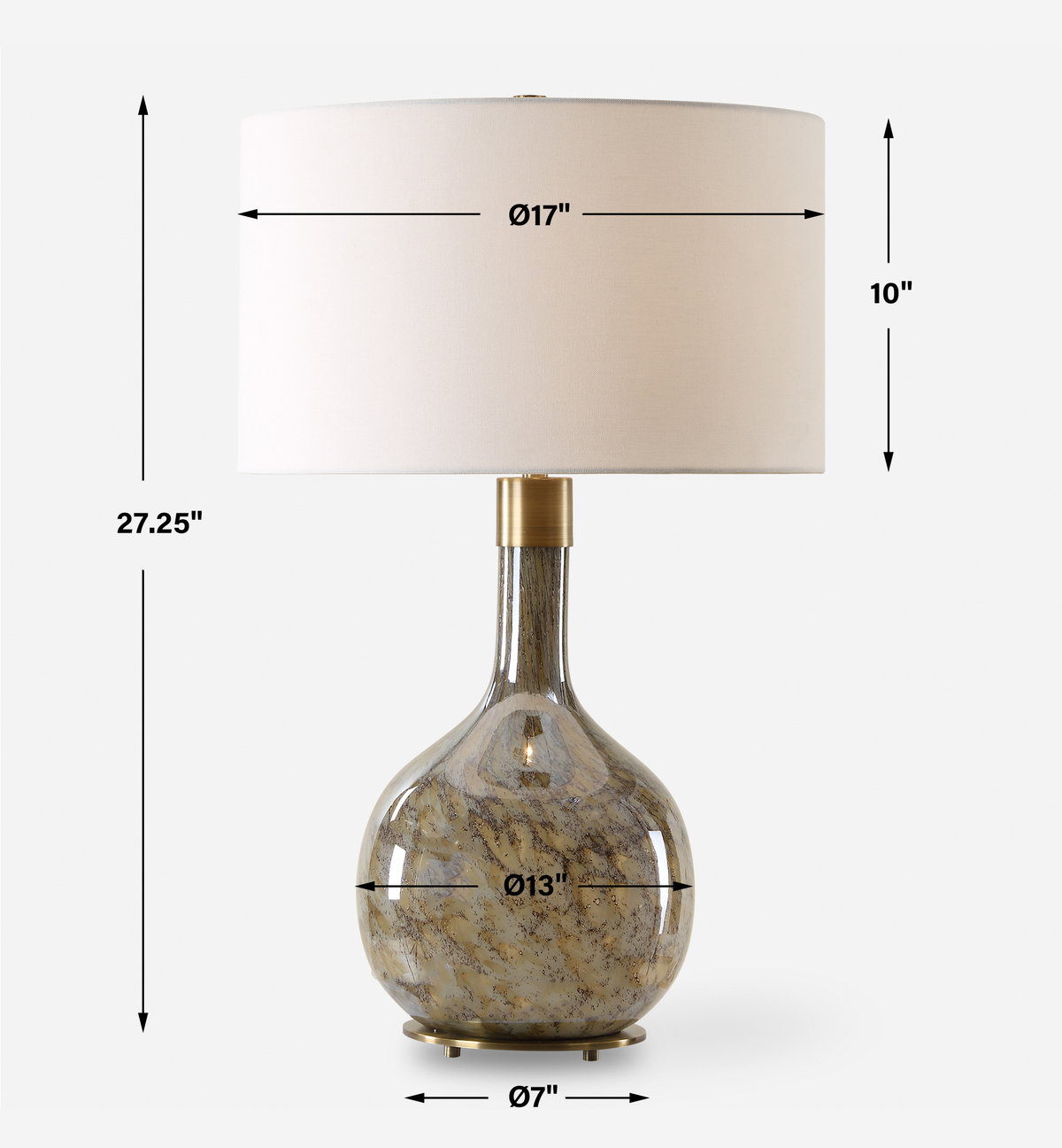 Rhine Brown Glass Table Lamp, by Uttermost, 17" width x 27.25" height x 17" depth View 3