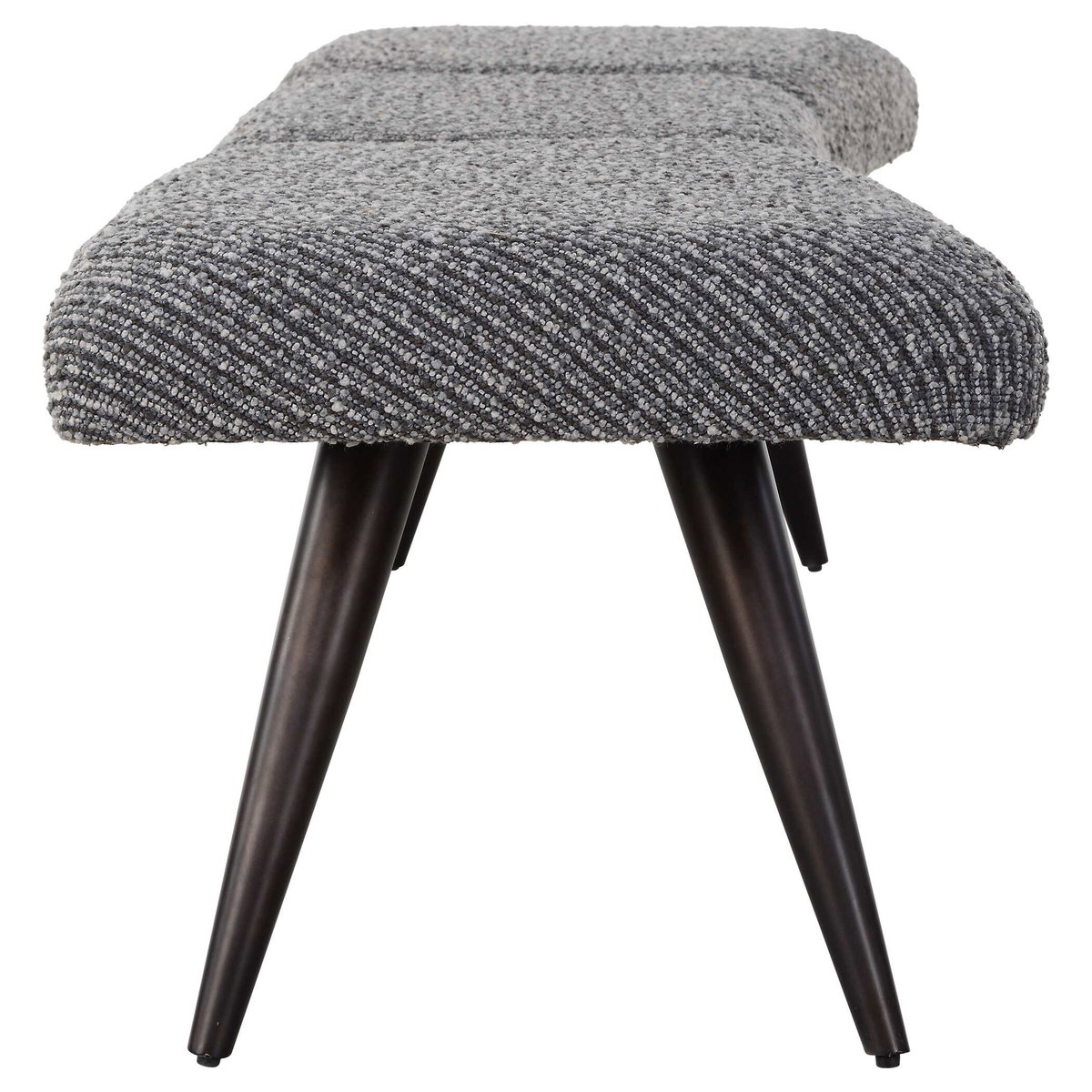 Bowtie Charcoal Fabric Bench, Benche by Uttermost, 72.5" width x 18" height x 20" depth View 6