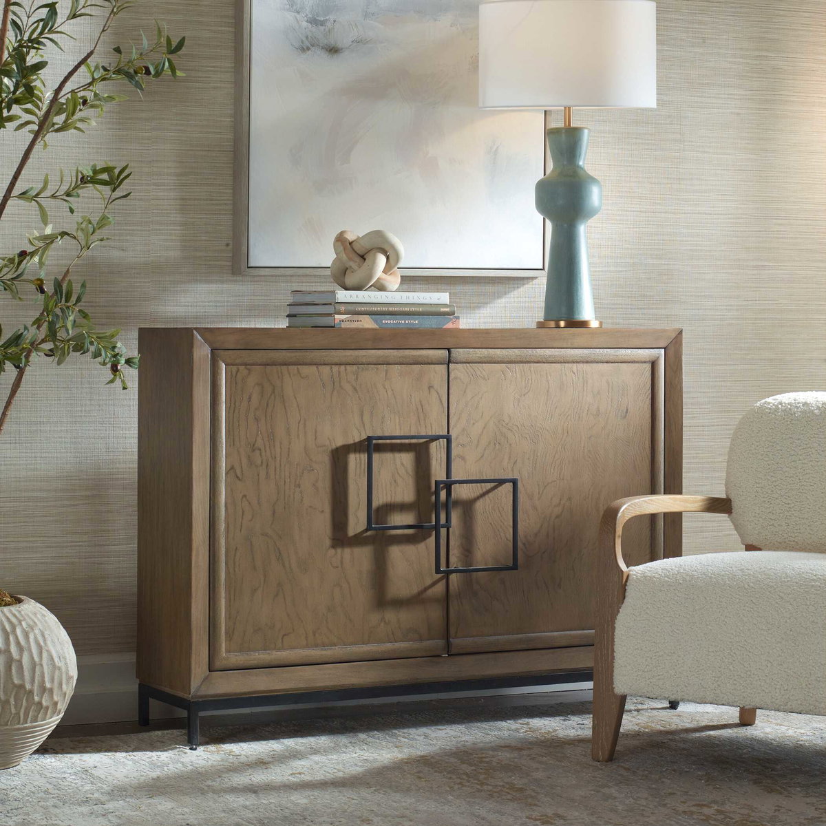 Paltrow Burl 2 Door Cabinet, Furniture by Uttermost, 48" width x 34" height x 13.31" depth View 4