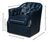 Coolidge Leather Swivel Chair  Blue, by Sarreid, 2'4" length x 2'6" width x 2'7" height thumbnail 15