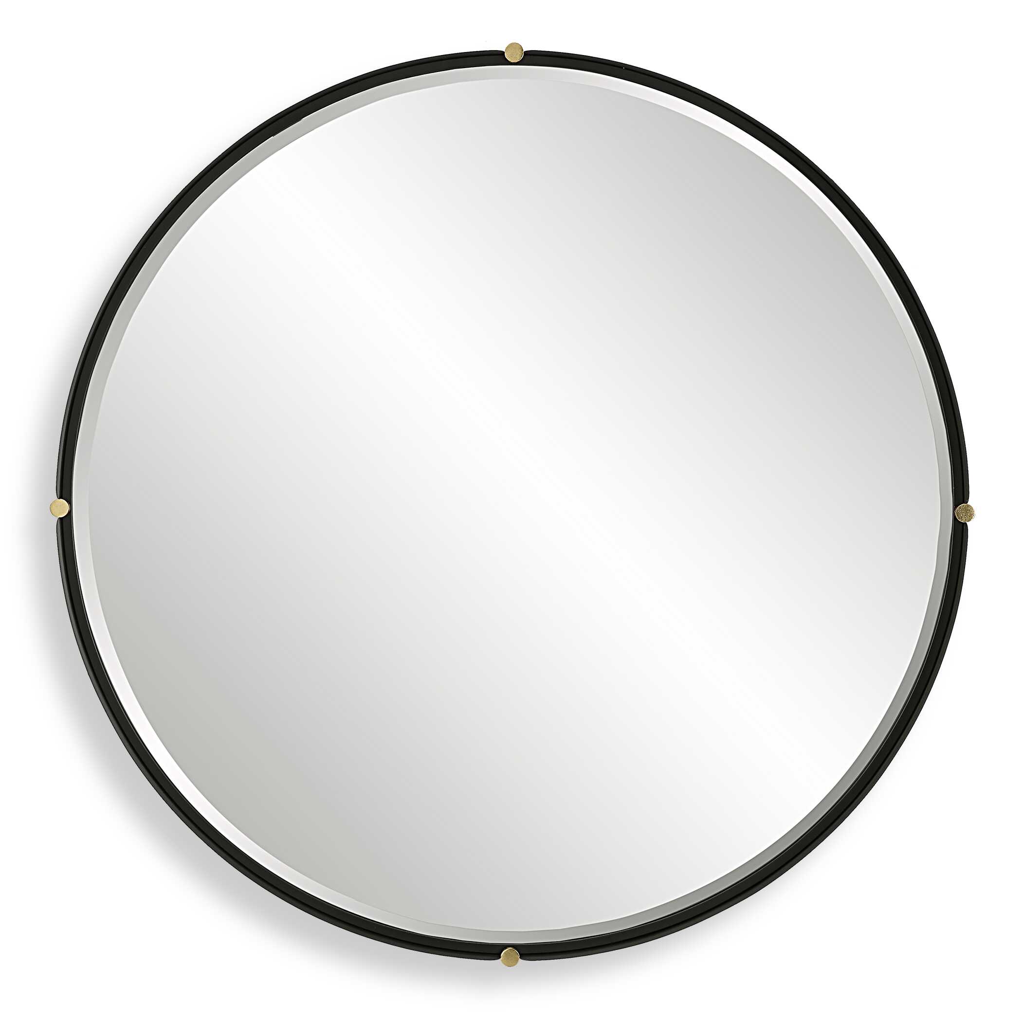 Bonded Round Black Mirror, by Uttermost, 48.87" width x 48.87" height x 2.37" depth View 1