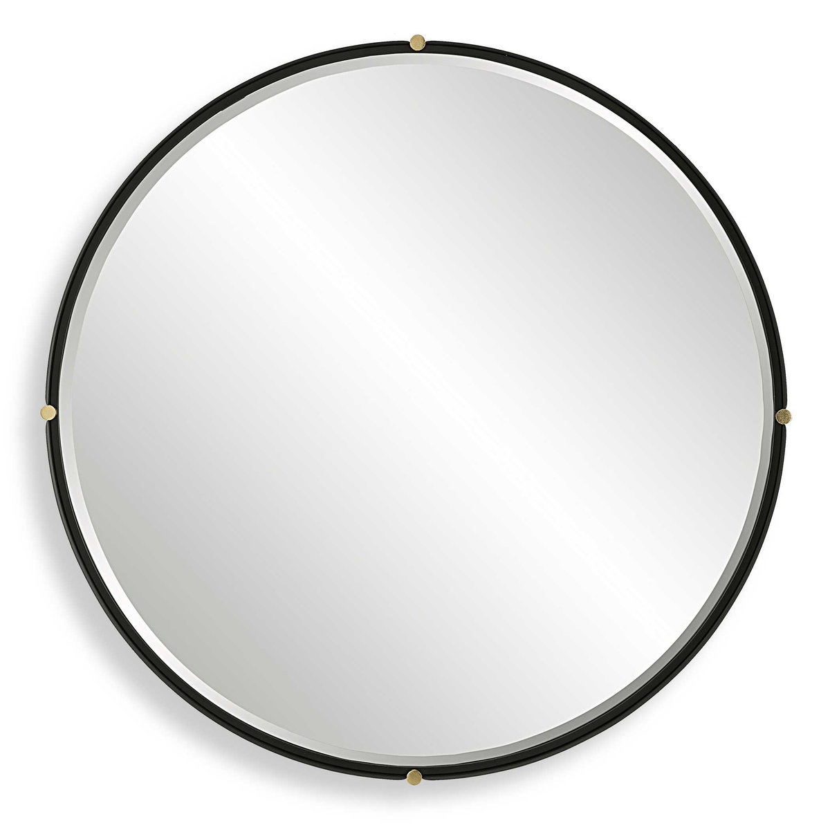 Bonded Round Black Mirror, by Uttermost, 48.87" width x 48.87" height x 2.37" depth View 1