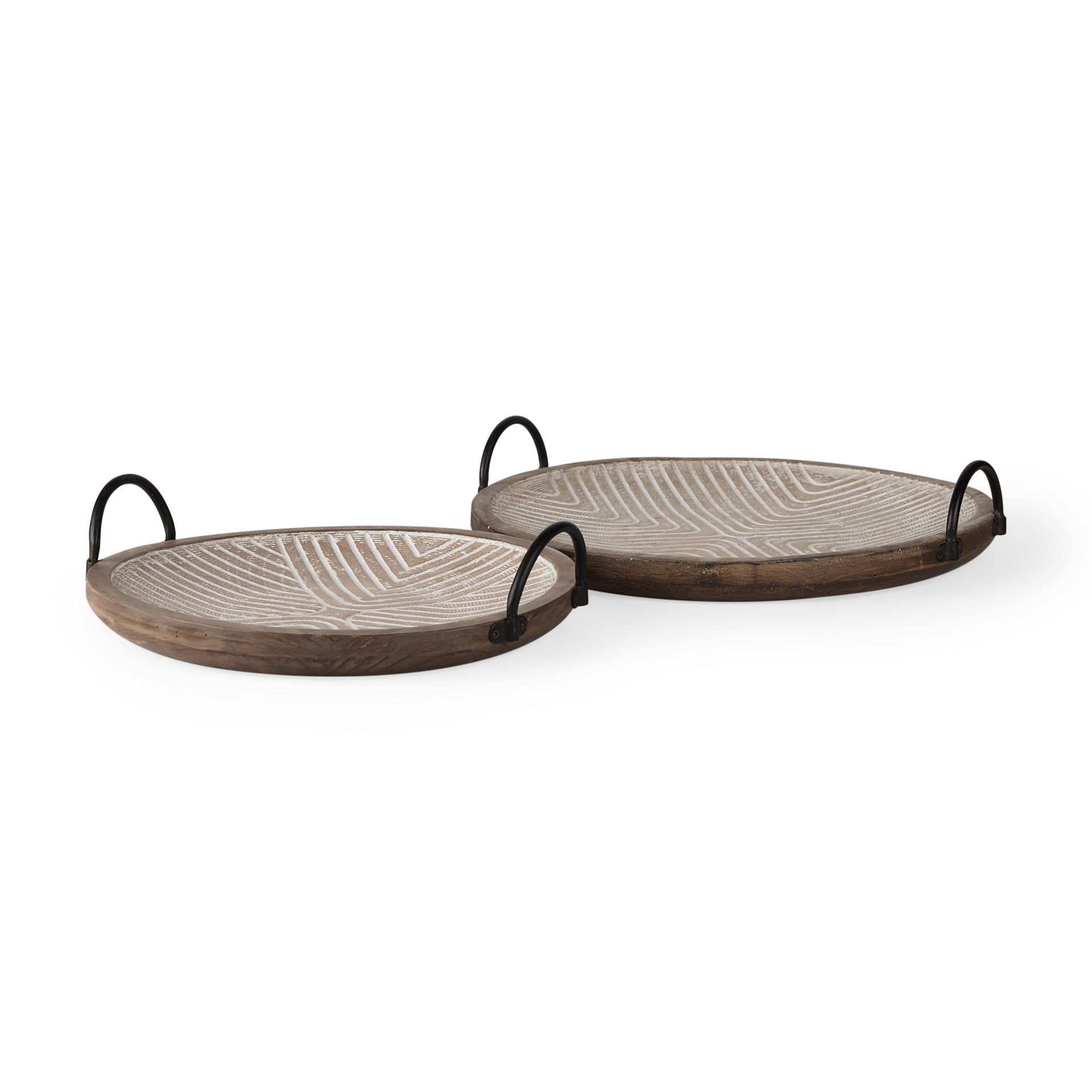 Jamila  Set of 2 Brown Wooden Tray large image 