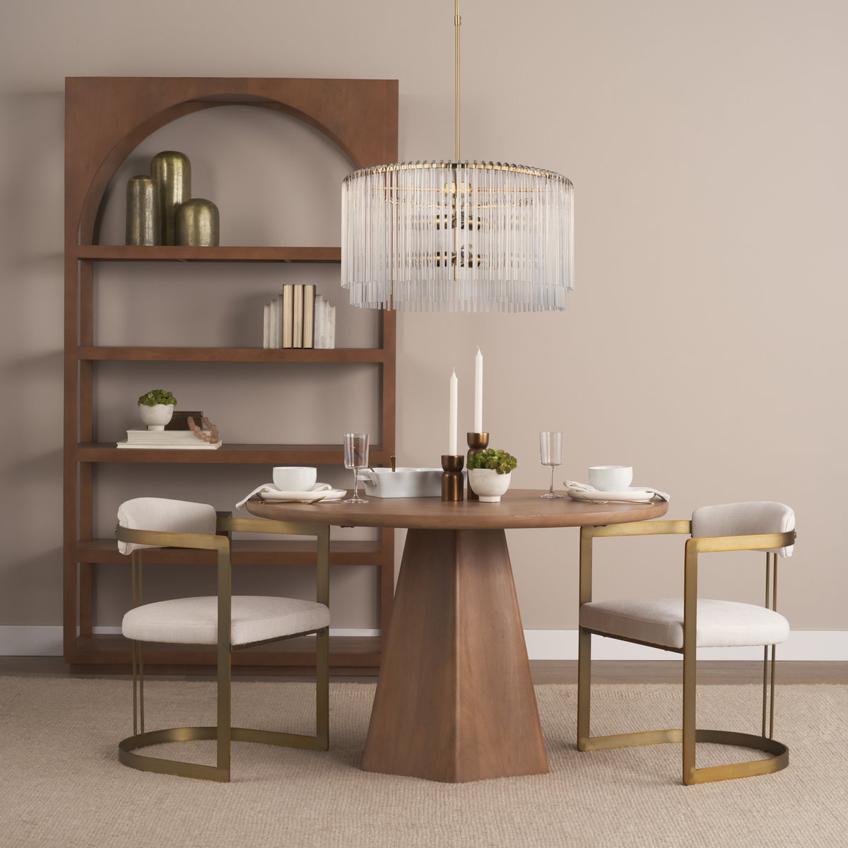 Elsa (26'x14') Clear Glass and Gold Metal Frame Six Bulb Chandelier, by Mercana, 26" length x 26" width x 14" height View 2