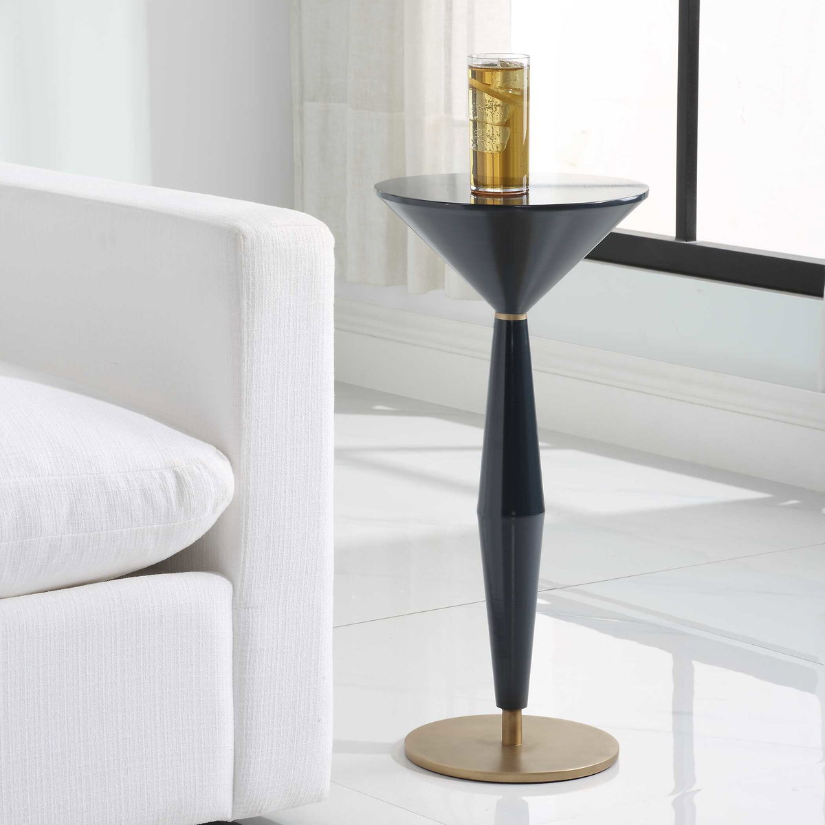 Luster Navy Blue Accent Table, Furniture by Uttermost, 11.75" width x 25.5" height x 11.75" depth View 4
