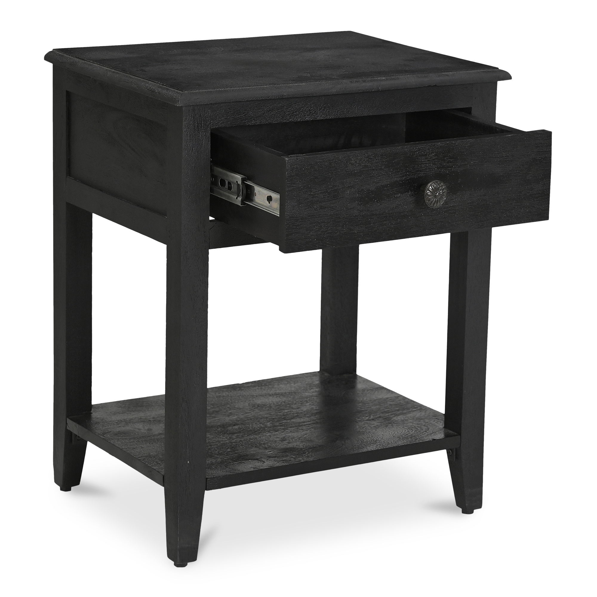 Corrine Nightstand Antique Black, by Moe's Home, 19" width x 23" height x 14" depth View 3