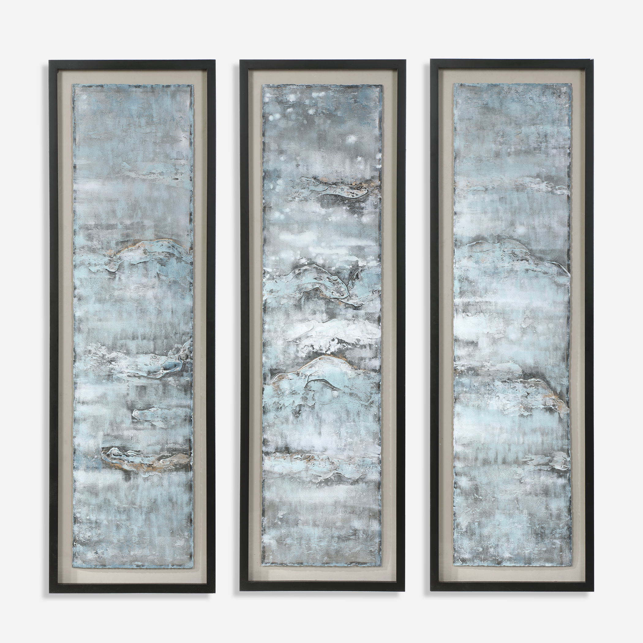 Ocean Swell Painted Metal Art, S/3, 3 Cartons large image 