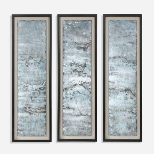 Ocean Swell Painted Metal Art, S/3, 3 Cartons