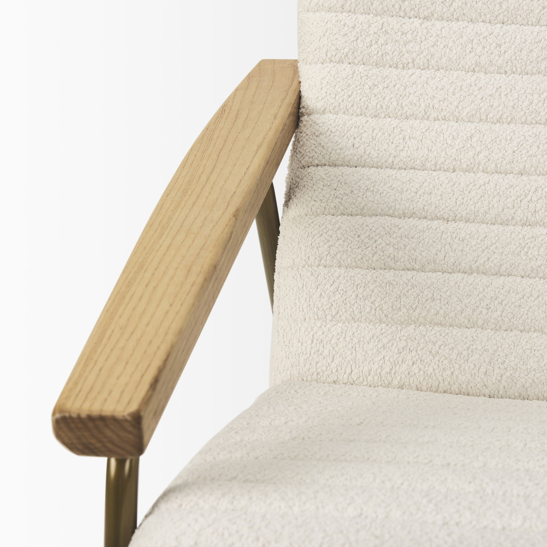 Grosjean Cream Boucle Accent Chair, by Mercana, 27.56" length x 37.01" width x 34.65" height View 8
