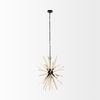 Jules 25x25 Blonde Wood and Black Metal Six Bulb Chandelier Light, by Mercana, 25" length x 25" width x 25" height thumbnail 3