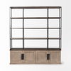 Braxton I Light Brown Wood and Iron Three Shelf Shelving Unit 81.5L x 18.5W x 90 thumbnail 1