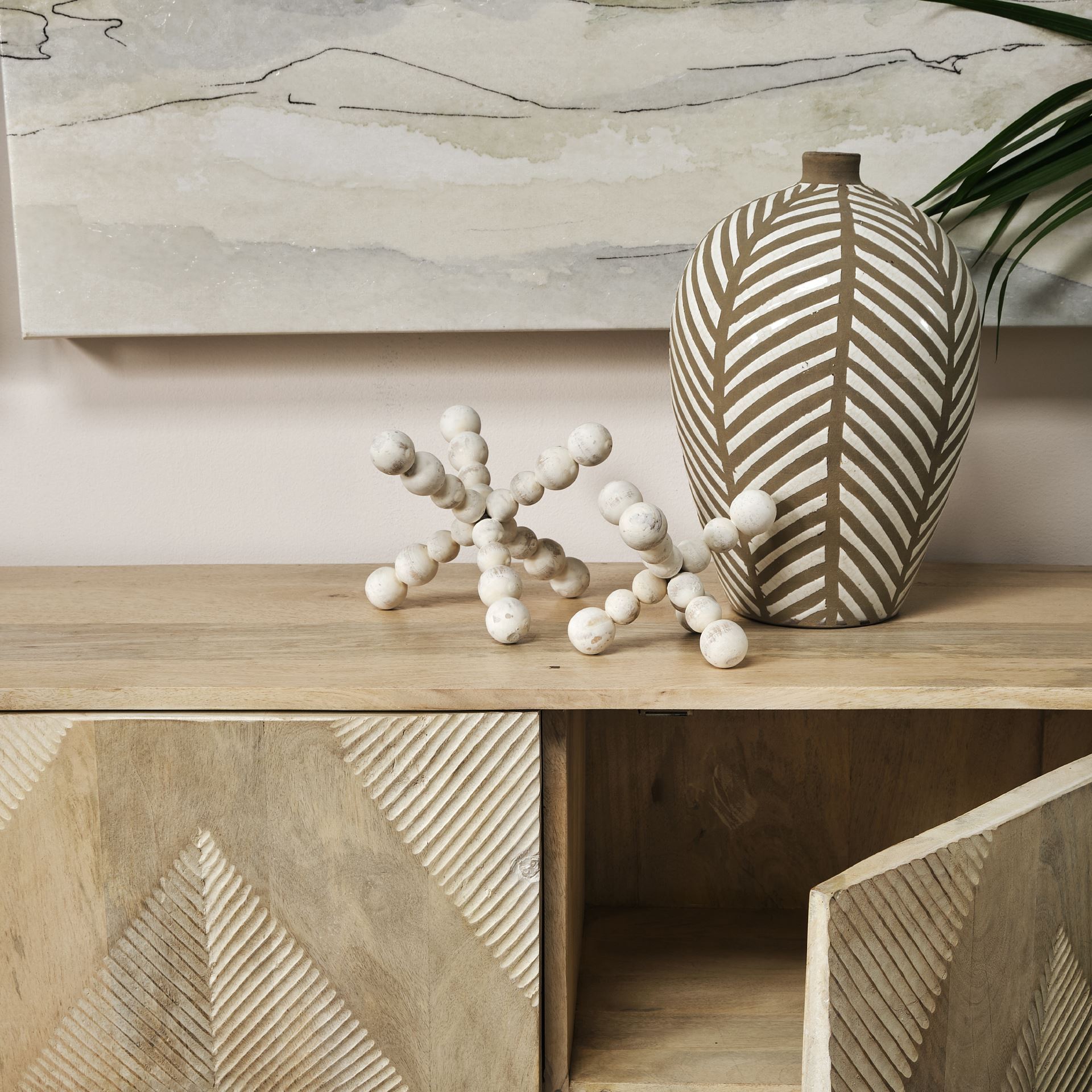 Carrollton I (Small) 7L x 7W Off-White Geometric Wood Ball Jack large image 