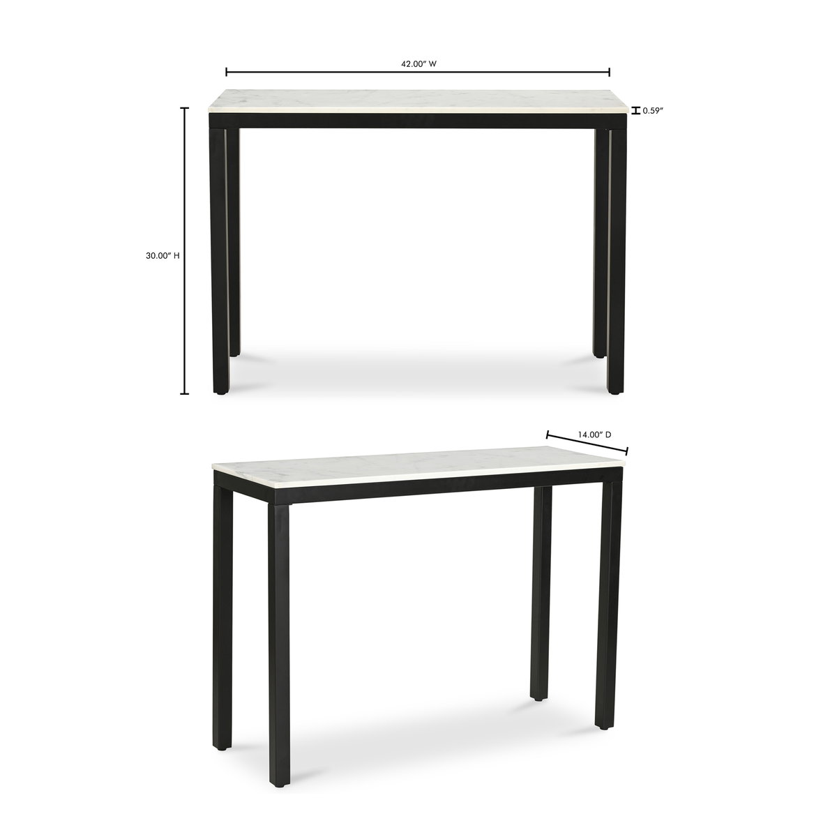 Parson Console Table White, by Moe's Home, 42" width x 30" height x 14" depth View 9