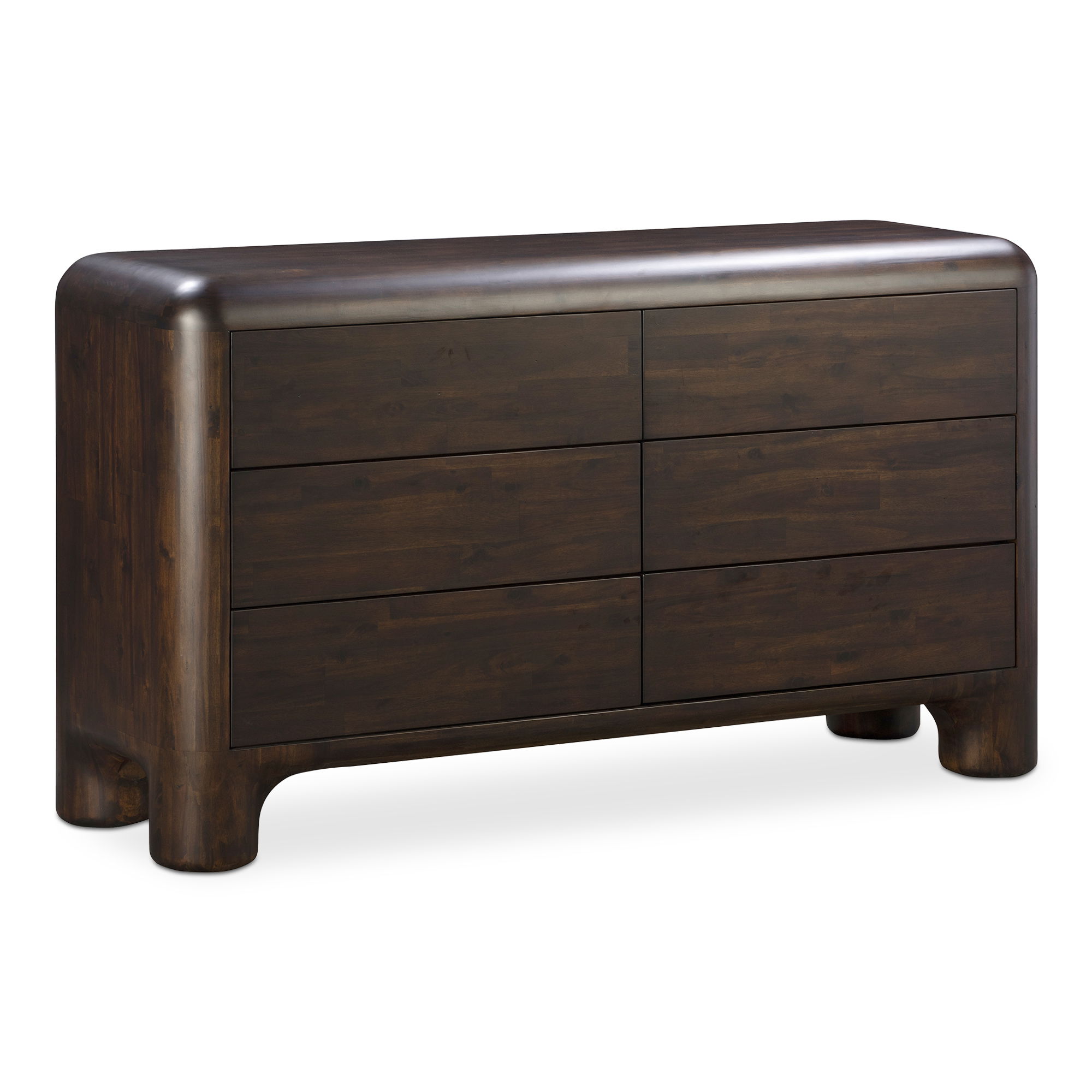 Rowan 6 Drawer Dresser Dark Brown, by Moe's Home, 58" width x 33" height x 18" depth View 2