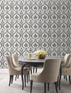 Adirondack Damask Black & White Wallpaper thumbnail 3