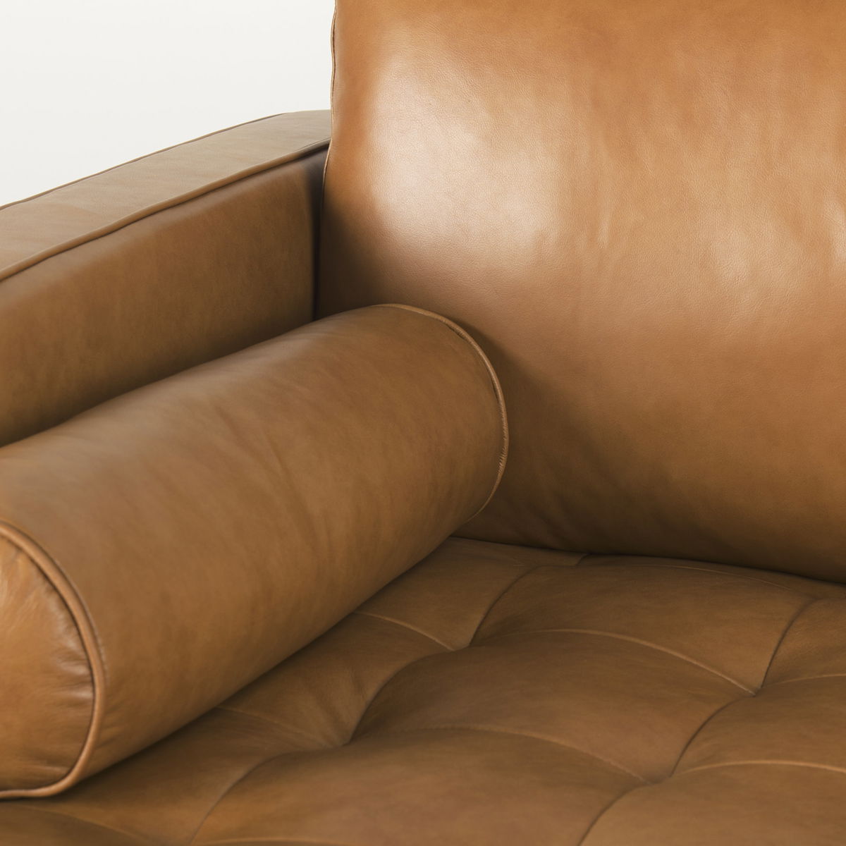 Svend 111.4L x 68.0W x 33.9H Tan Leather Left Chaise Sectional Sofa, by Mercana, 75.2" length x 37.8" width x 33.86" height View 10