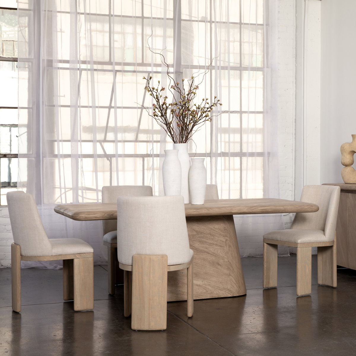 Marci Dining Table Weathered Natural 79', by Dovetail, 79" width x 30" height x 38.2" depth View 5