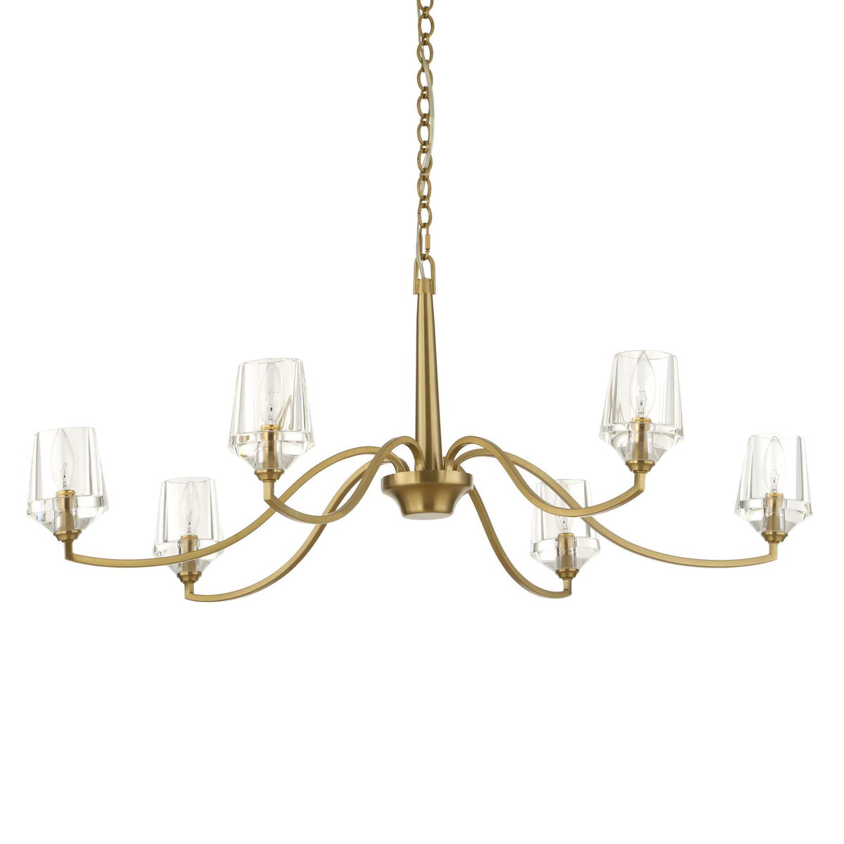 Barcelona 6 Light Brass Chandelier, Pendant by Uttermost, 15.5" height x 40.25" diameter View 4