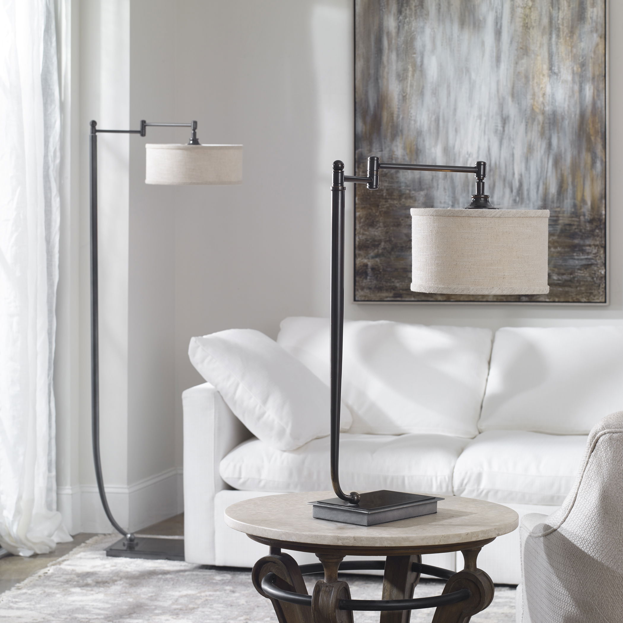 Lamine Dark Bronze Floor Lamp large image 