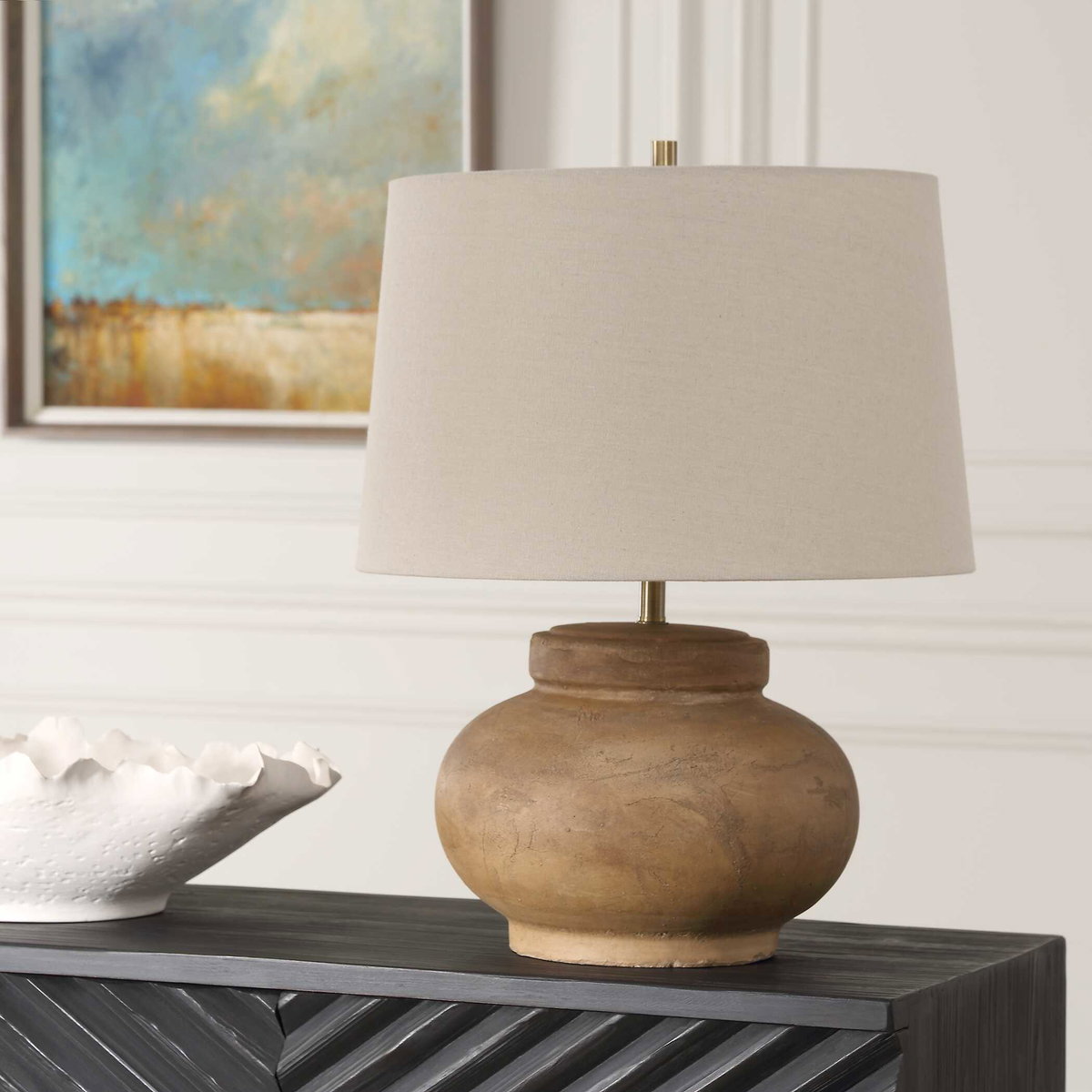 Urbino Aged Terracotta Table Lamp, by Uttermost, 17.5" width x 22.25" height x 17.5" depth View 4