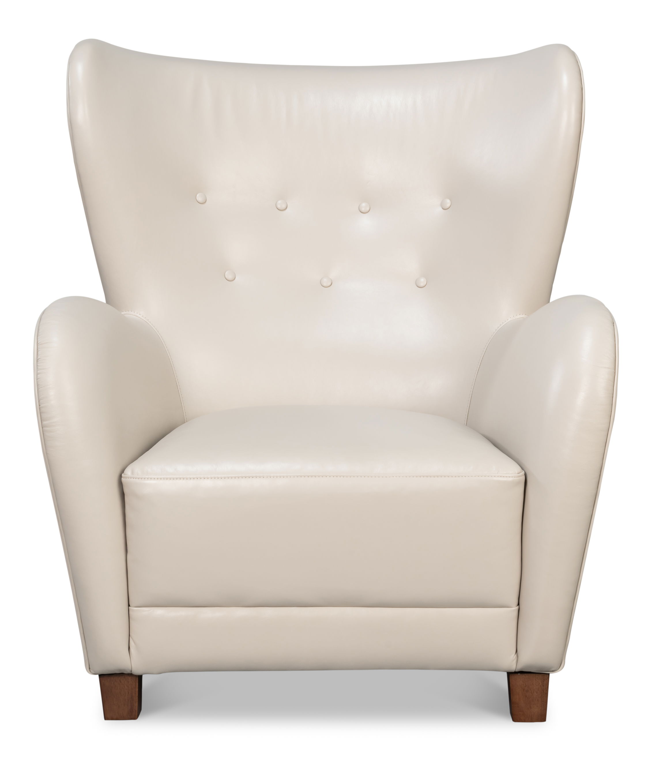 Lombard Wing Chair,Crystal White Leather, Seating by Sarreid, 34" length x 36" width x 40" height View 2