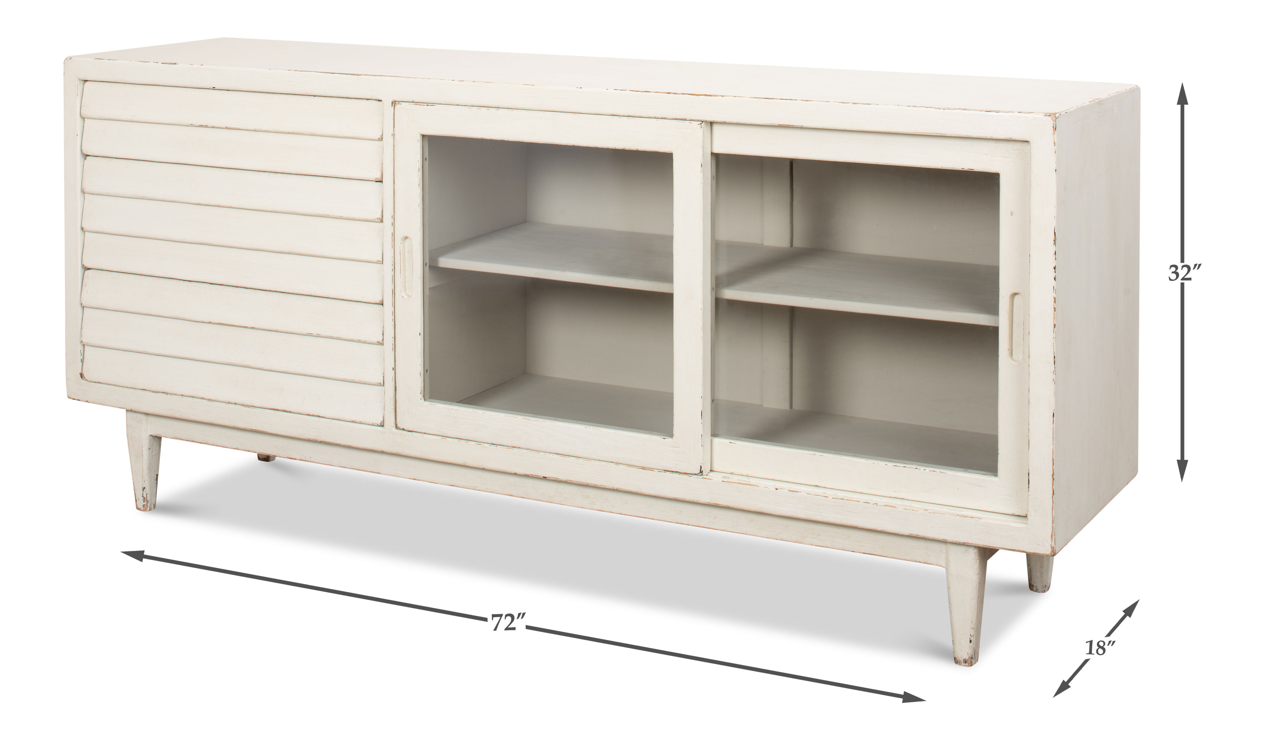 Reese Sideboard, Antique White, Cabinets & Sideboard by Sarreid, 72" length x 18" width x 32" height View 10