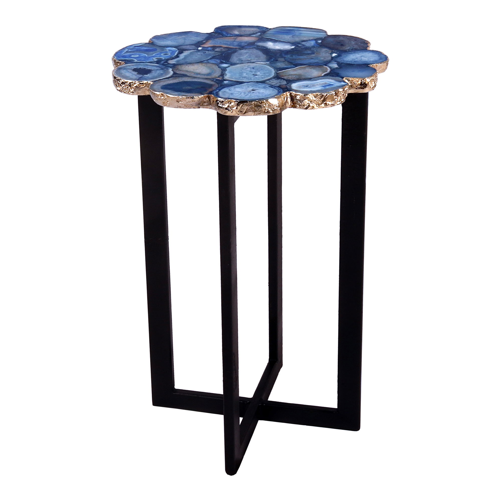 Azul Agate Accent Table Blue, Side & End Table by Moe's Home, 12" width x 21" height x 12" depth View 1