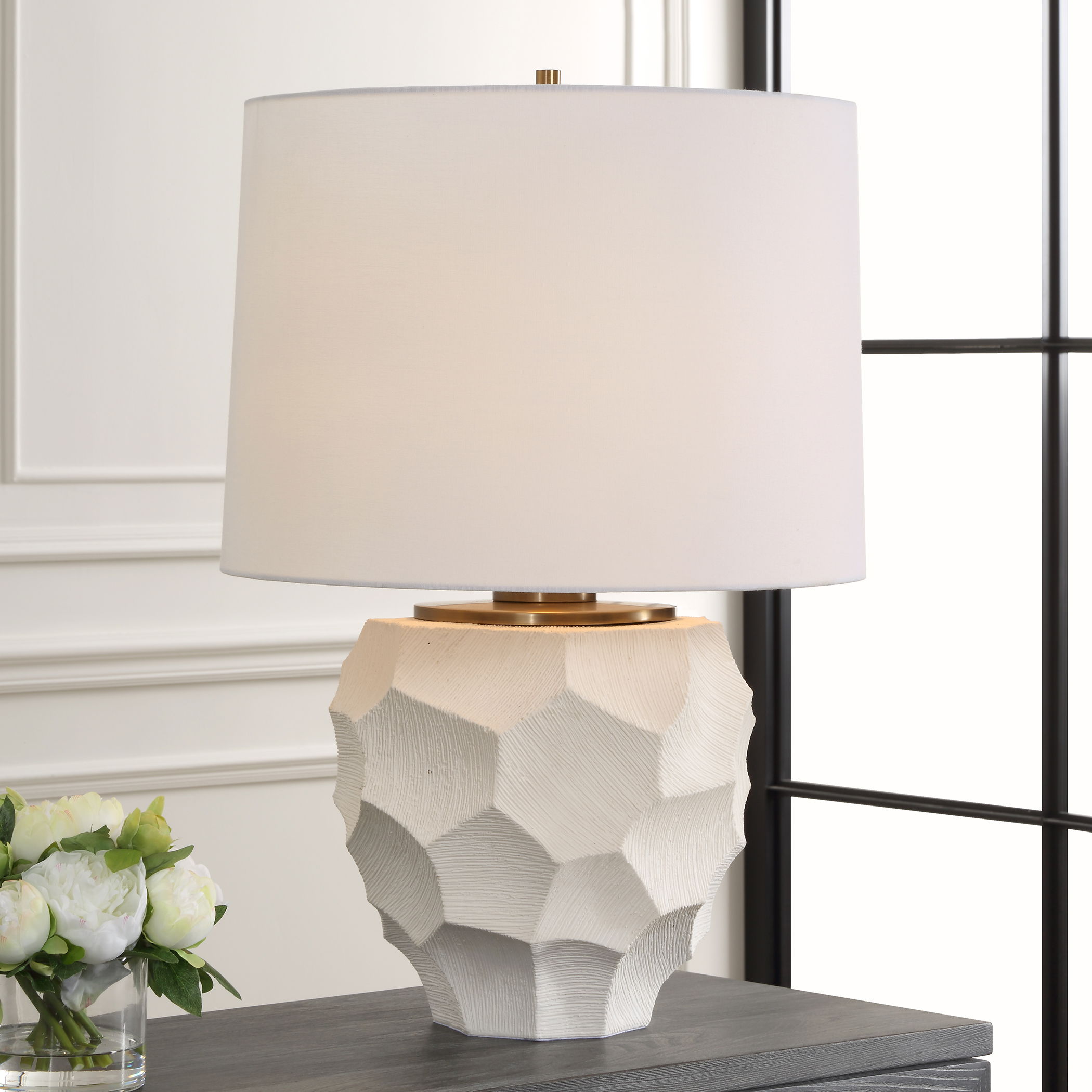 On Edge Chalk White Table Lamp large image 