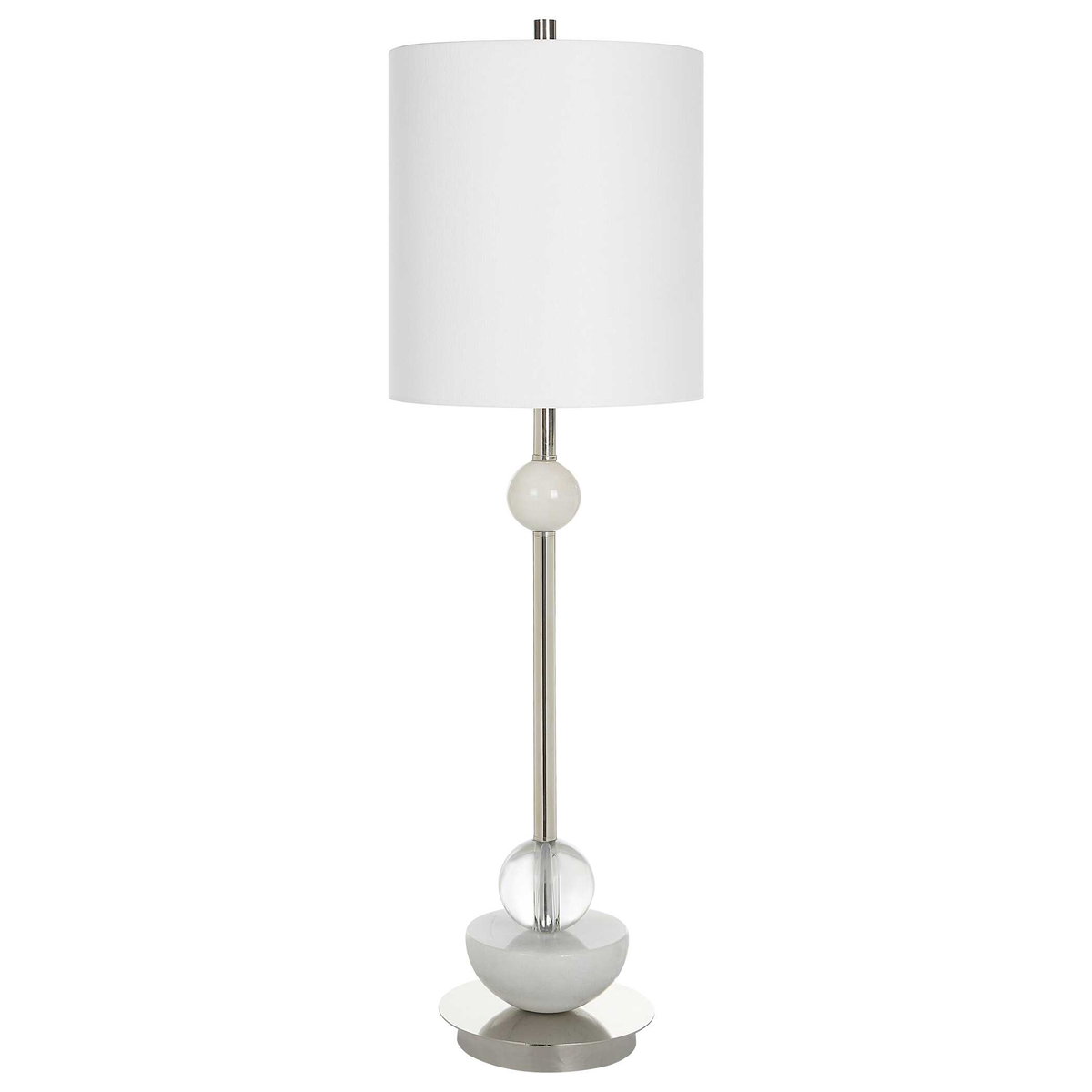 Exposition Nickel Buffet Lamp, Table Lamp by Uttermost, 10" width x 33.5" height x 10" depth View 4